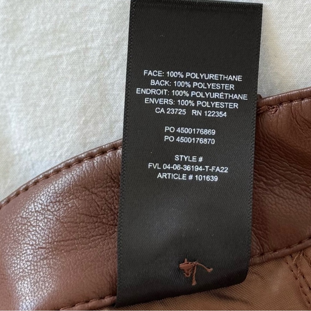 Aritzia Wilfred Rebel Vegan Leather Pants Brown Straight Leg Size 00 - Picture 11 of 13